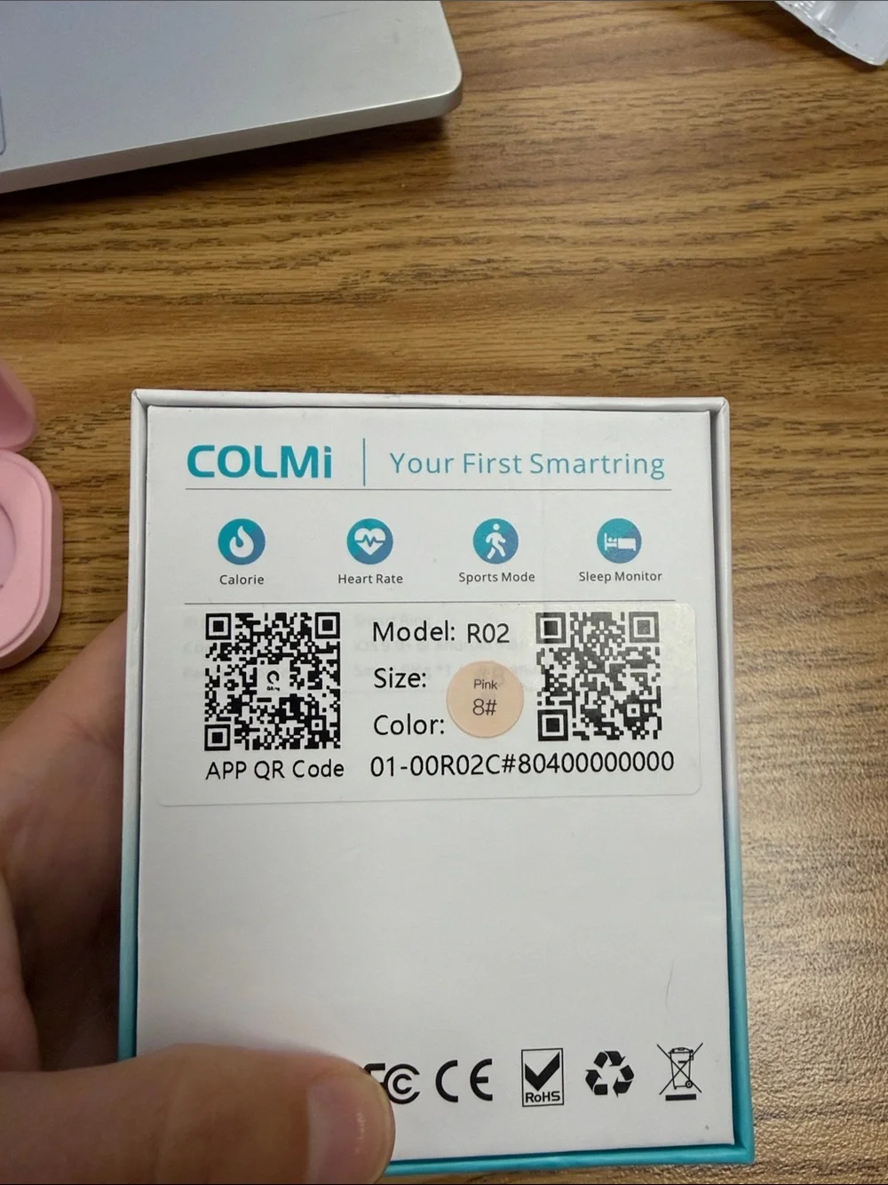 Smart Ring in pink size 8 – Bluetooth Fitness & Notification Ring
